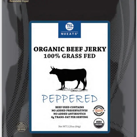 Nueats: Organic 100% Grass Fed Beef Jerky, Peppered, 2.25oz