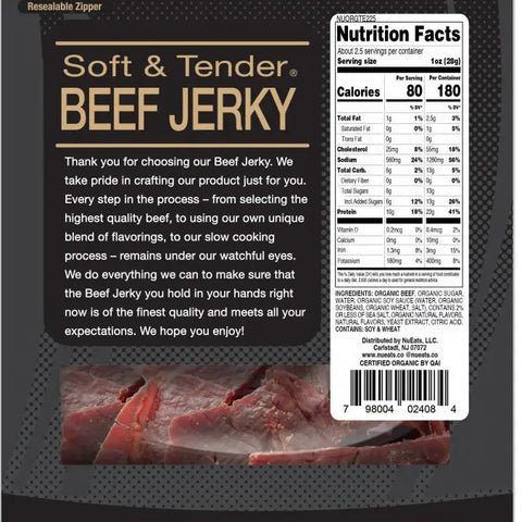 Nueats: Organic 100% Grass Fed Beef Jerky, Teriyaki, 2.25oz