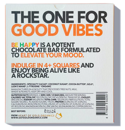 Eat Gold: Be Happy A Functional & Delicious Chocolate Bar