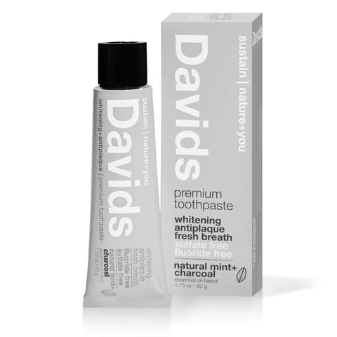 Davids Travel Size Premium Toothpaste / Charcoal+Peppermint
