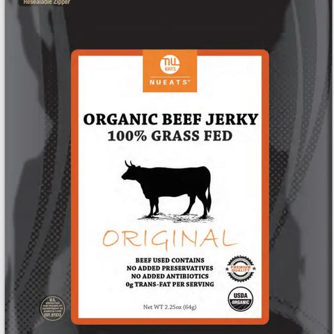 Nueats: Organic 100% Grass Fed Beef Jerky, Original, 2.25oz